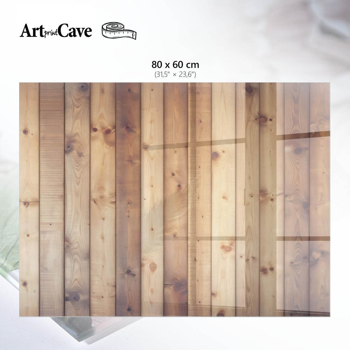 GLASPLATTE 80x60 cm – Holzbretter - Braun, Glas (0.4/80/60cm) - ArtPrintCave