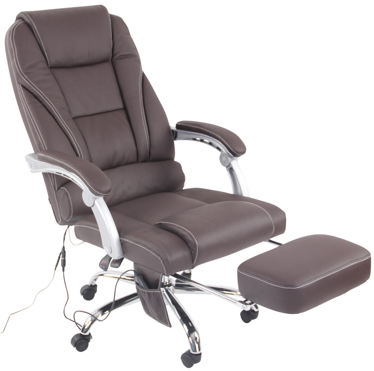 CHEFSESSEL Echtleder Braun - Chromfarben/Braun, Leder/Metall (69/118/64cm) - CLP