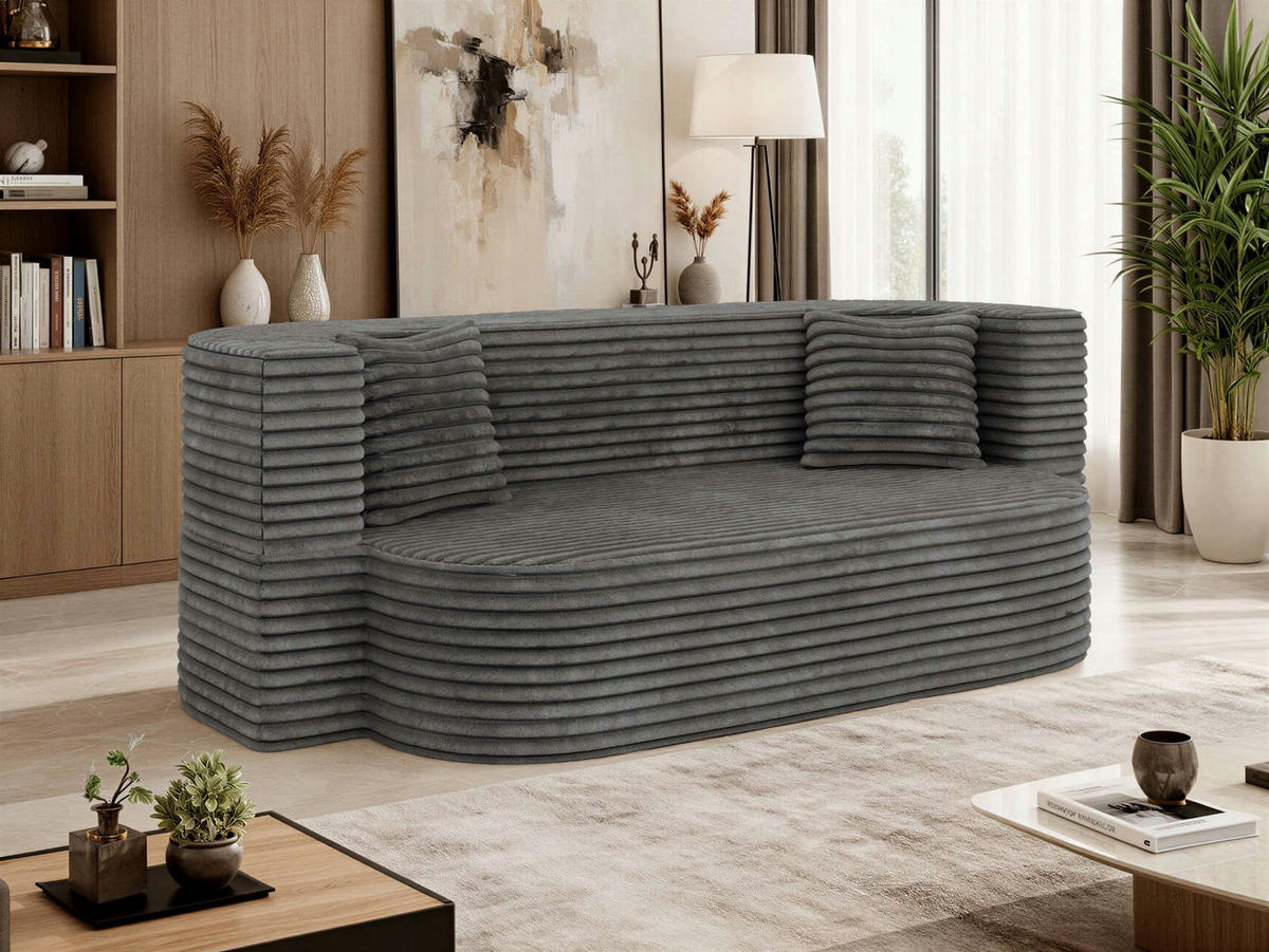 TROJMIESTNA POHOVKA OVELA Sivá Manšester - sivá, textil (200/70/100cm) - MKS