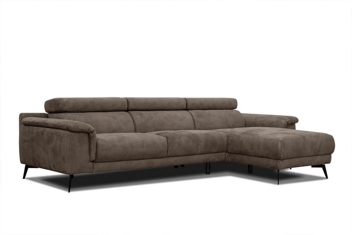 ECKSOFA FIERO 4-Sitzer, dunkelbraun - Dunkelbraun/Schwarz, Holzwerkstoff/Textil (288/170cm) - Courtois Laville