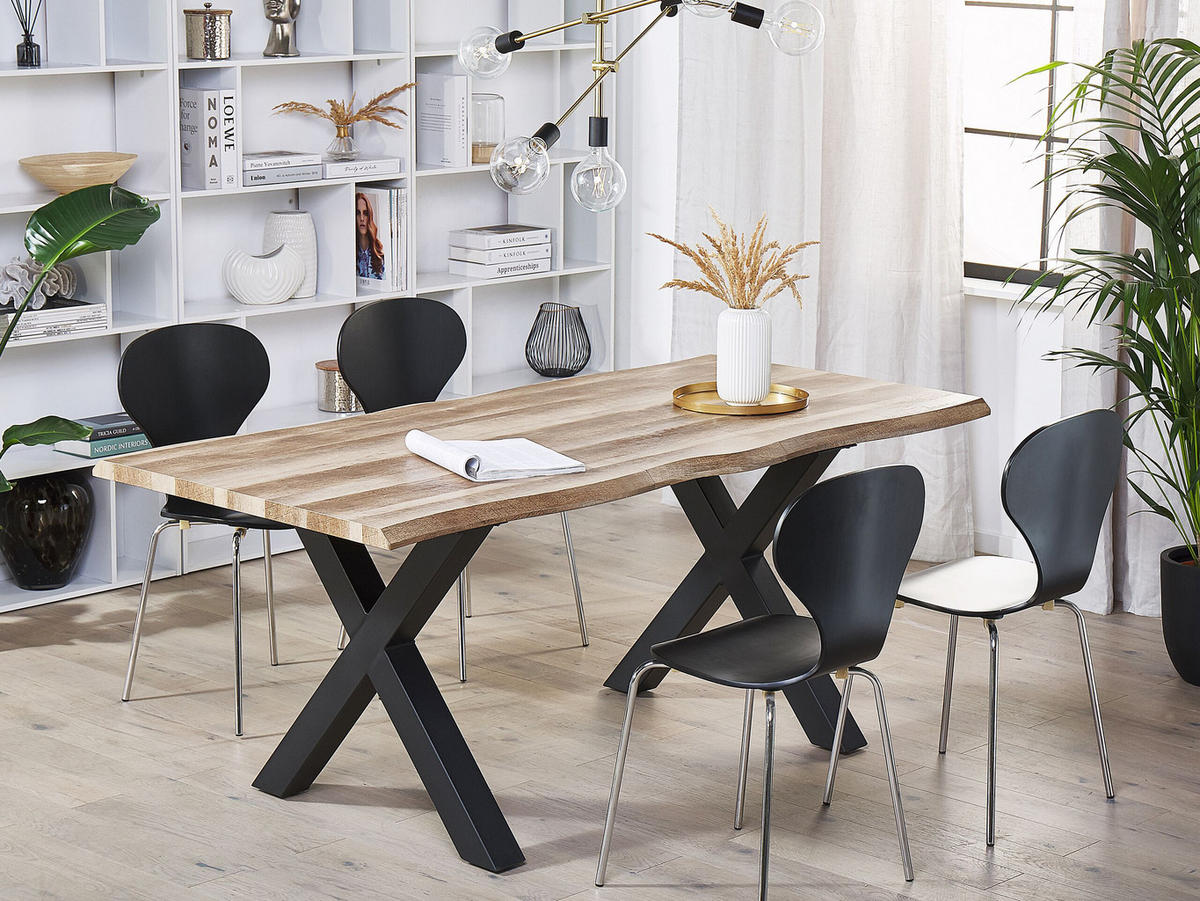 ESSTISCH 140-180/90/76 cm Hellbraun, Schwarz Rechteckig Bronson - Hellbraun, Holzwerkstoff (180/90/76cm) - Beliani