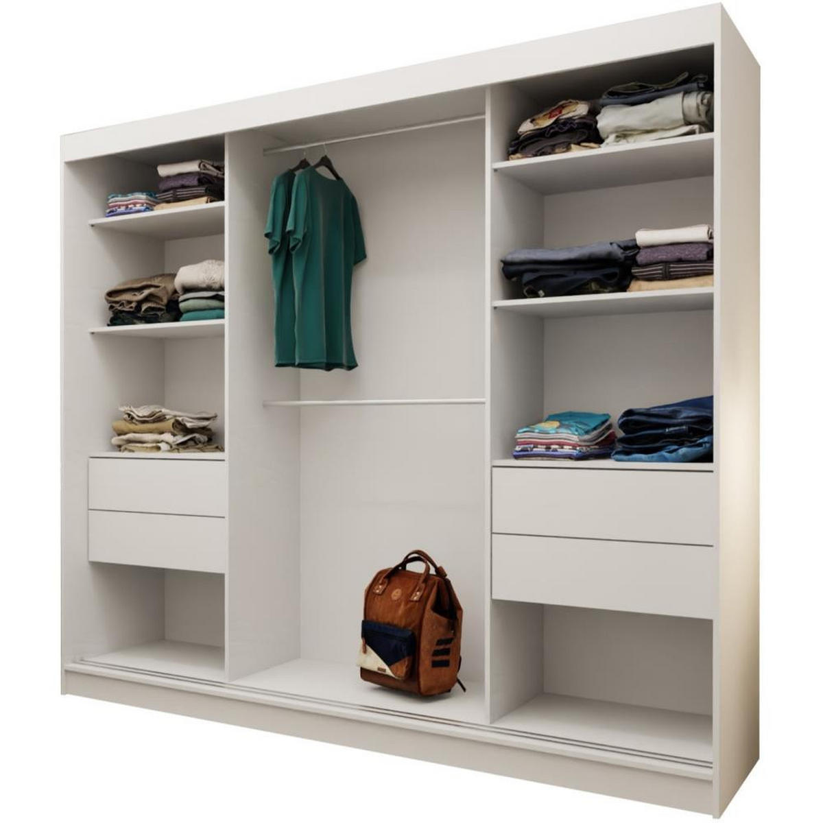 SCHWEBETÜRENSCHRANK Helix 240/216/61 weiß+schwarz - Schwarz/Weiß, Holzwerkstoff (240/216/61cm) - Beautysofa