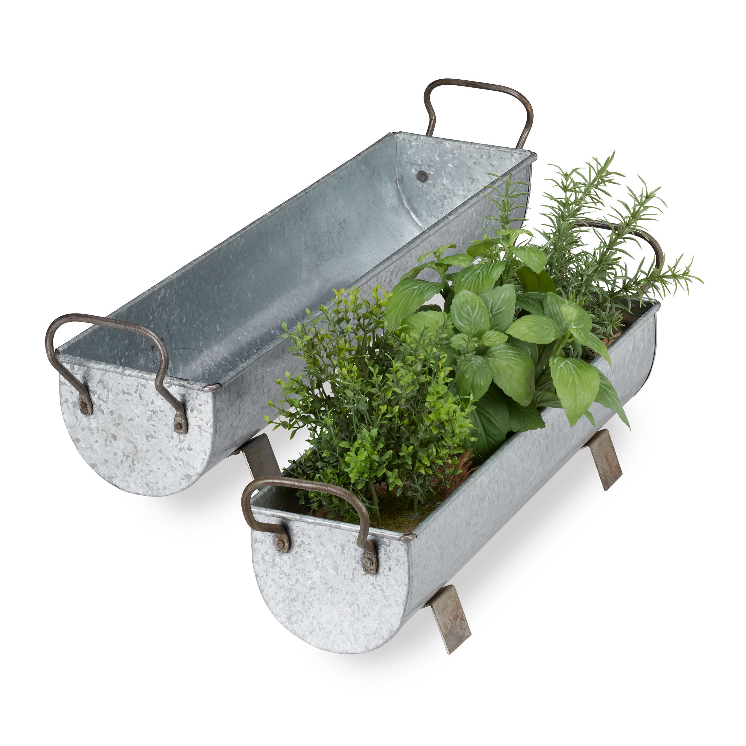 2XBLUMENKASTEN - Silberfarben, Metall (61/16.5/14cm) - Relaxdays