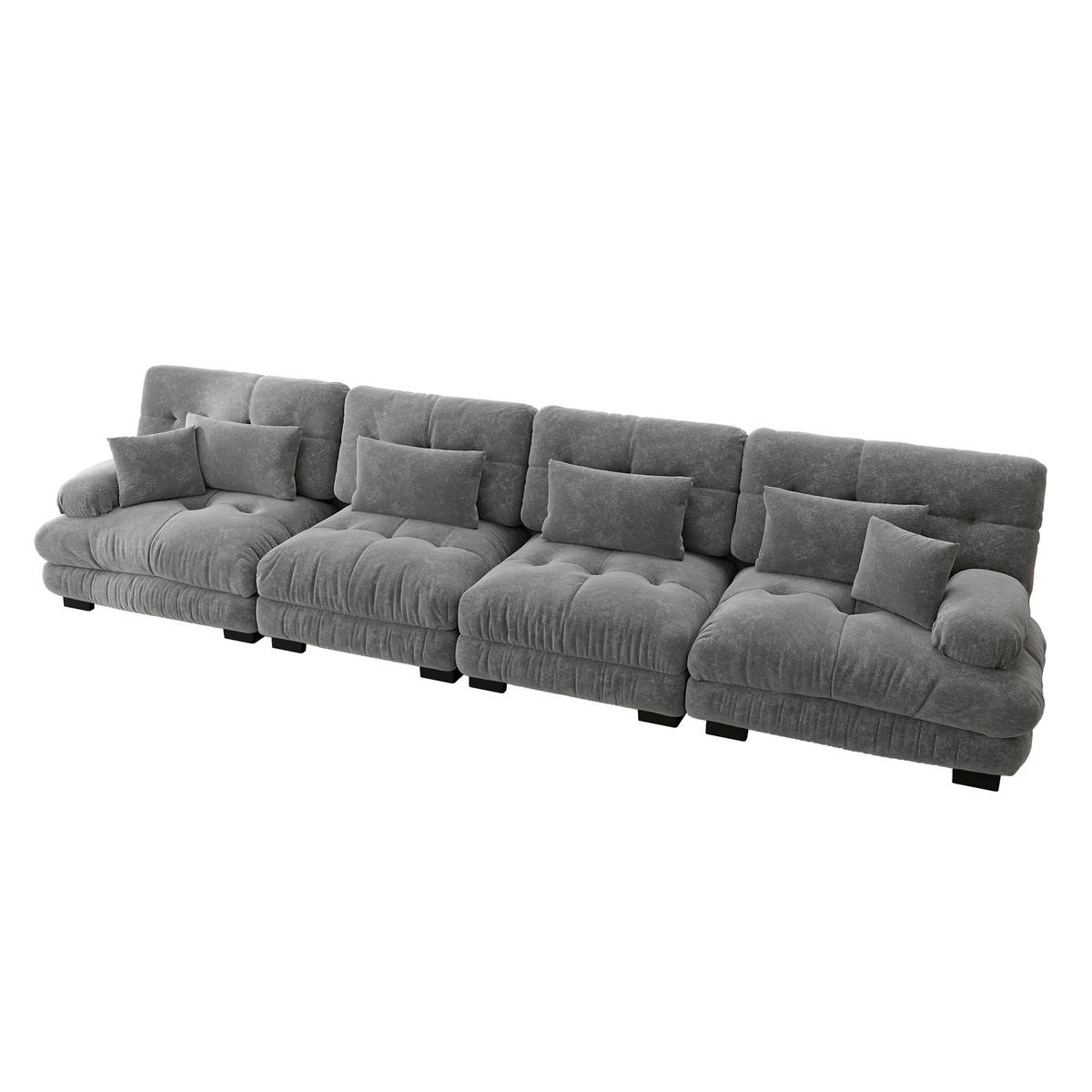 SCHLAFSOFA 4-Sitzer aus Chenille mit Tiefsitz, Grau - Grau, Textil (406/81/77cm)