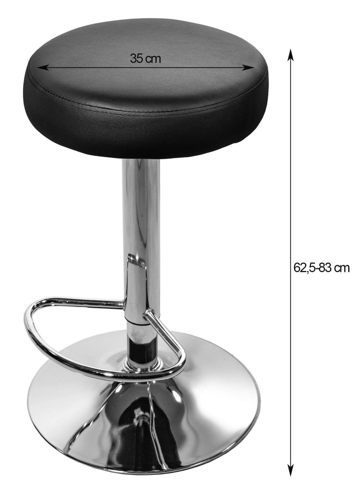 BARHOCKER 2-er Set ROJST ECO schwarzer Sitz, Chrombasis - Schwarz, Leder (38/83/38cm) - Valora