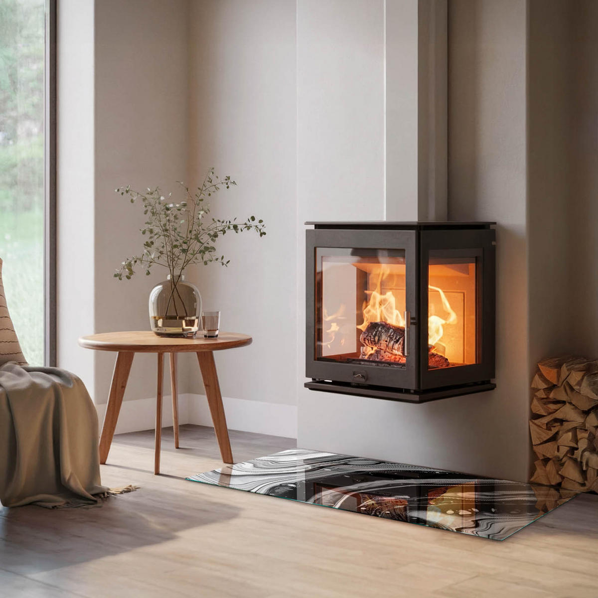 GLASPLATTE für Kamin 120x60 cm - Multicolor, Glas (120/60/0.4cm) - TULUP