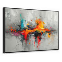 LEINWAND Bilder mit Rahmen - Moderne Kunst - Orange - Grau - Abstrakt - 120x80 - Hellgrau, Textil (120/80cm) - MuchoWow