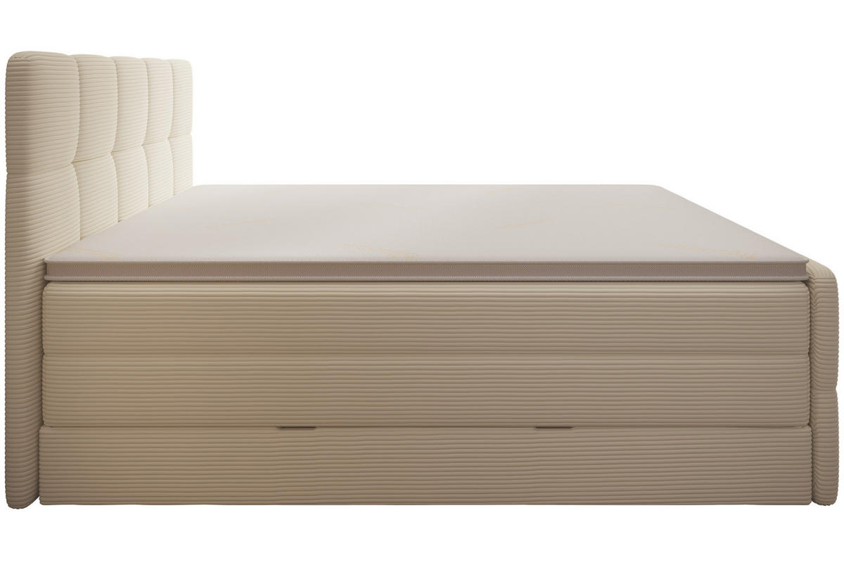 BOXSPRINGBETT Madison 2 Beige 180/200 cm H3/H4 Cord mit Premium Topper - Beige, Textil (180/200cm) - wonello