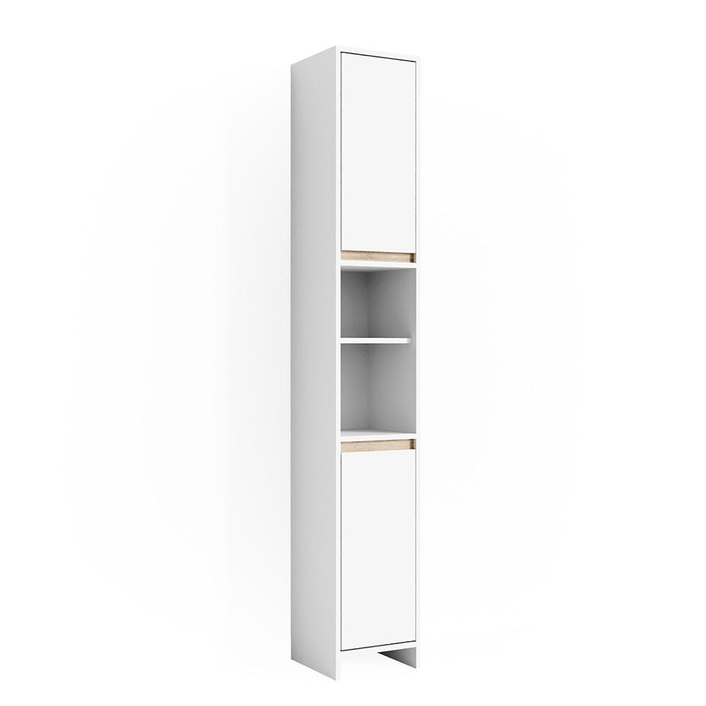 BADSCHRANK Emma Weiß/Sonoma 30 x 190 cm - Weiß/Sonoma Eiche, Holzwerkstoff (30/190/30cm) - Vicco