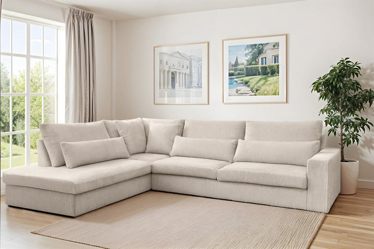 ECKSOFA Thora - Weiß, Holzwerkstoff/Textil (315/245cm) - Fun Möbel