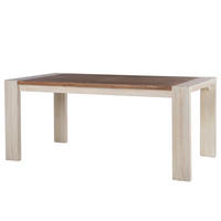 ESSTISCH - Akazie massiv - Akazie Stone / Antik Weiß - Weiß, Akazienholz/Holz (90/175/76cm) - home24