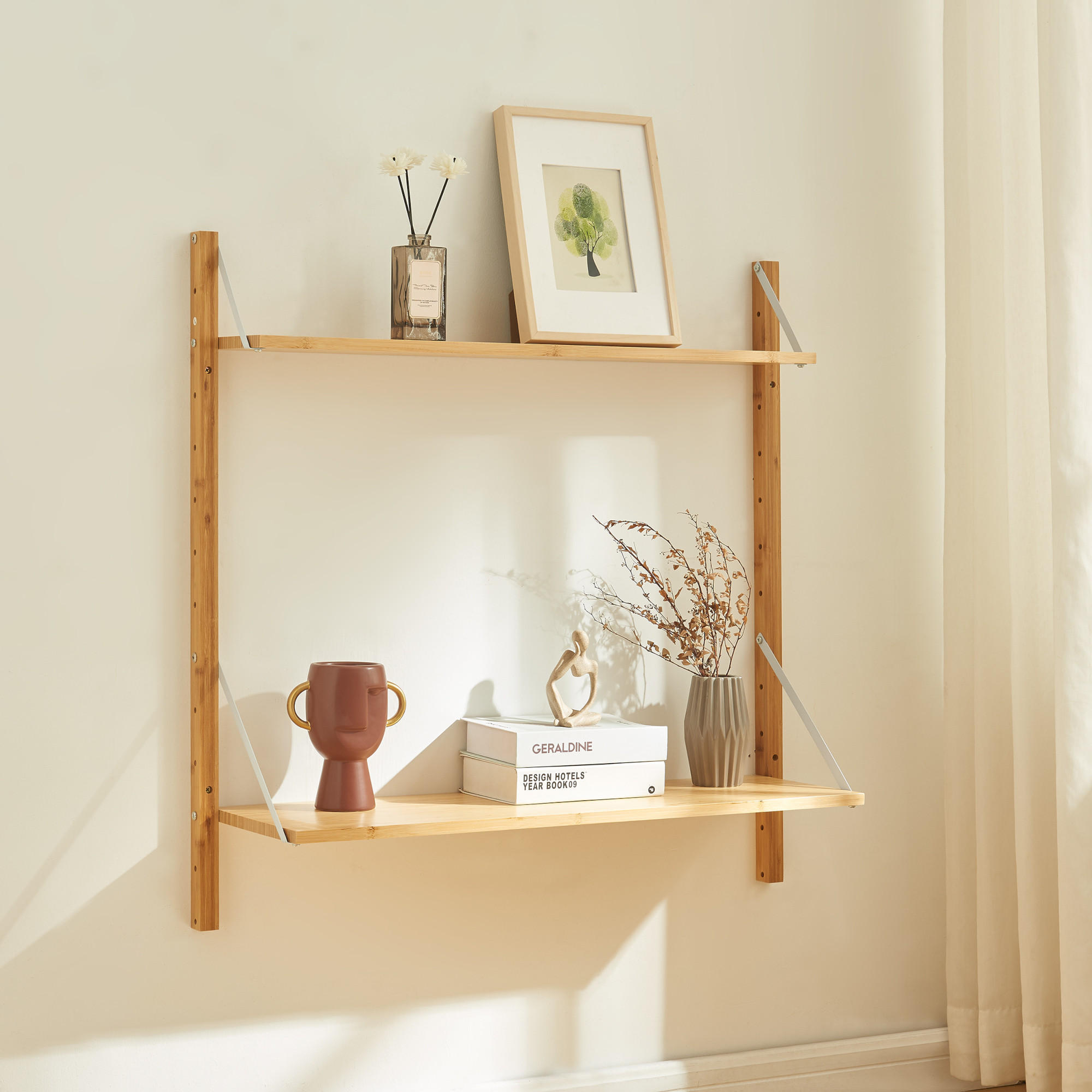 WANDREGAL Tingvoll - Naturfarben, Holz (85/85/25cm) - [en.casa]