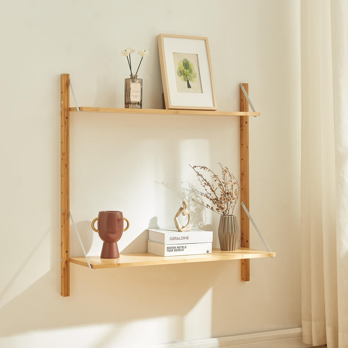 WANDREGAL Tingvoll - Naturfarben, Holz (85/85/25cm) - [en.casa]