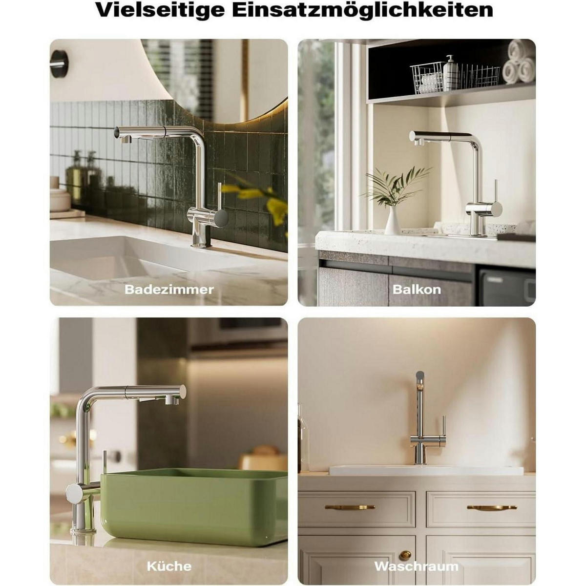 KÜCHENARMATUR mit Ausziehbrause und 360° Schwenkfunktion Chrom - Silberfarben, Metall (31.8/58/41cm)