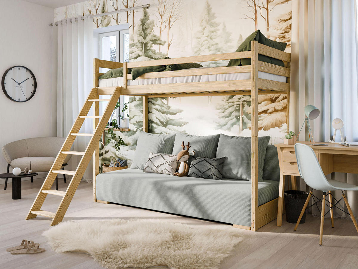 ETAGENBETT SOFINO Beige 96x208x170 cm - Beige, Holz - FURNLUX