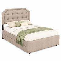 BETT mit 2 Schubladen 90x200 cm Leinen Beige - Grau, Metall (90/200cm) - Meubliv