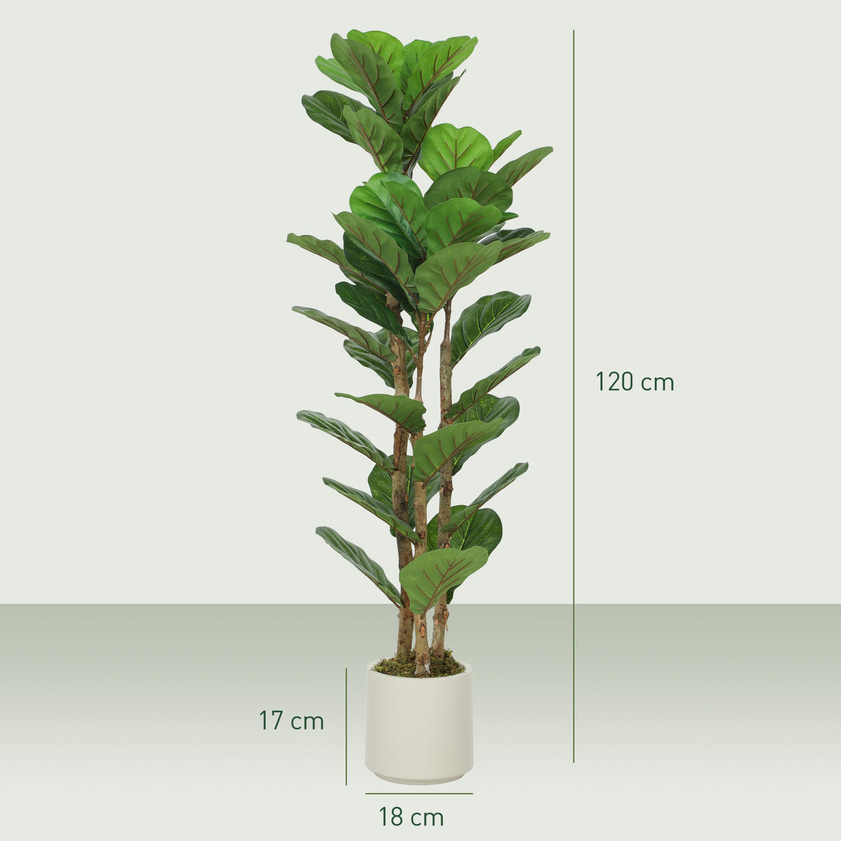 KUNSTPFLANZE DE-16633 120 cm, massiver Holzstamm Grün - Grün, Kunststoff (120cm) - ComfortXL