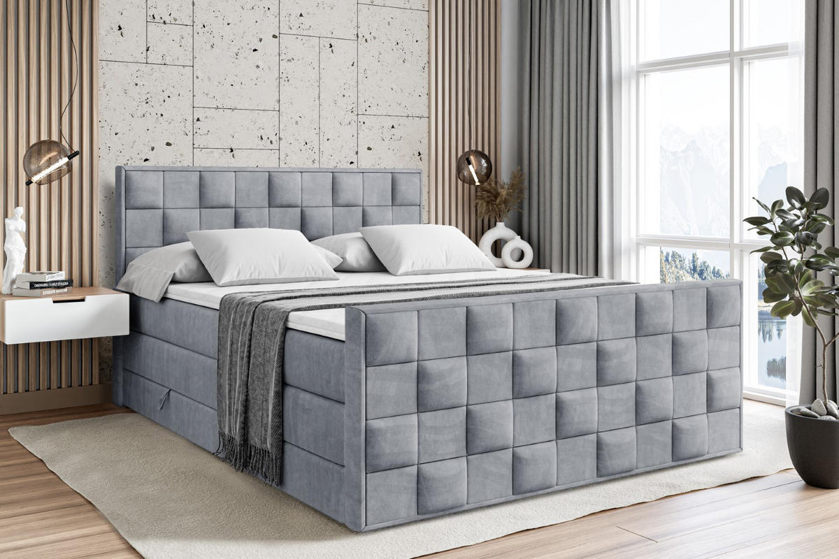 BOXSPRINGBETT ZAFIRA KING - 120 x 200 - H3/H4 - Grau - Grau, Holzwerkstoff (120/200cm) - ALTDECOR