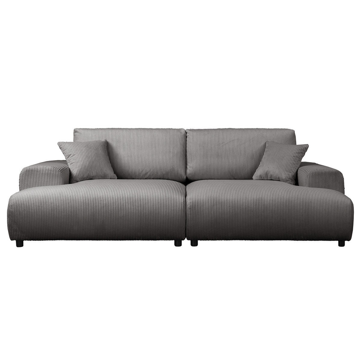 BIGSOFA - Schwarz/Grau, Kunststoff/Textil (237/79/144cm) - home24