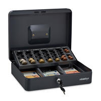 POKLADNIČNÁ kasa - antracitová, kov/plast (30.5/9/23.5cm) - Relaxdays