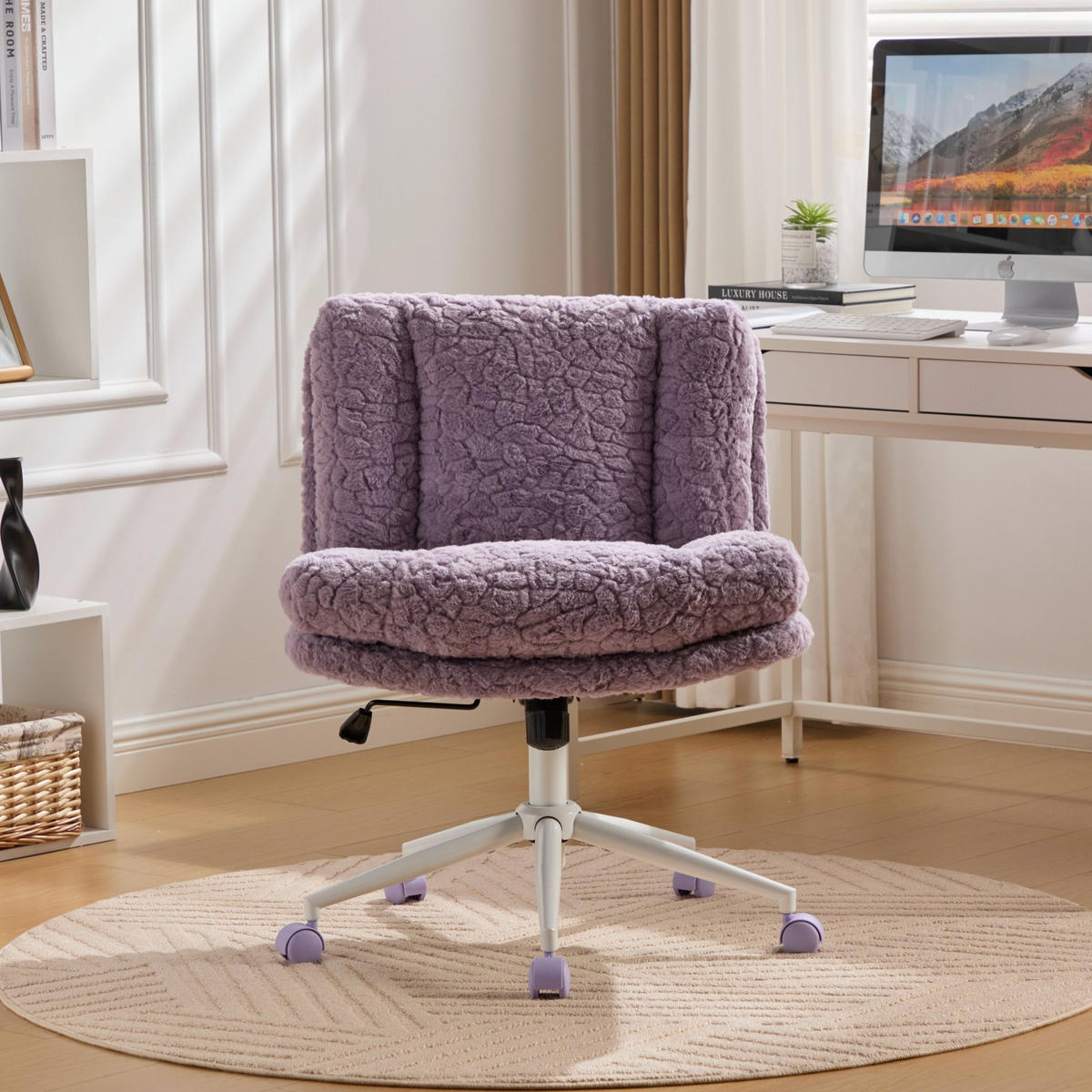SCHREIBTISCHSTUHL Violett 63/67/94 cm höhenverstellbar - Lila, Metall (63/94/67cm) - PANGIVO