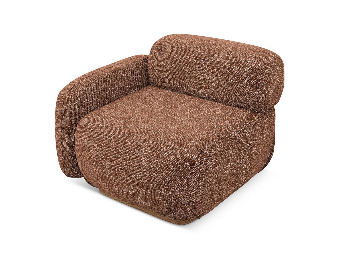 SOFAELEMENT Links Strukturstoff Stoff Orange - Terra cotta/Orange, Holz/Textil (95/73/95cm) - Makamii