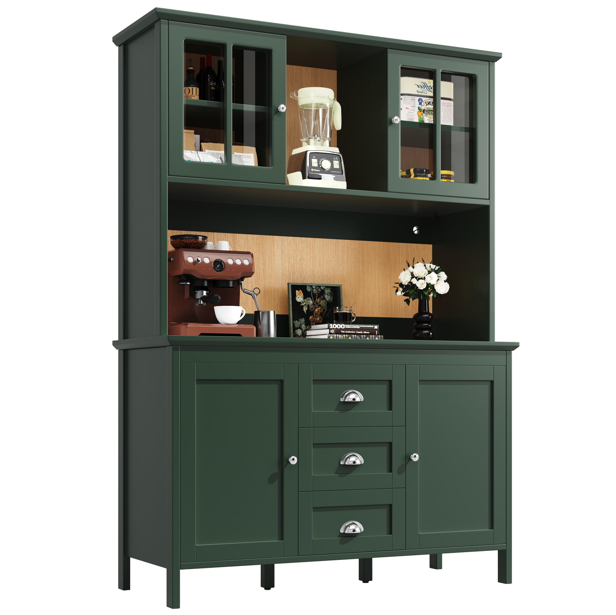 KÜCHENSCHRANK mit LED 120 x 40 x 179 cm MDF Grün - Grün, Holzwerkstoff (40/179/120cm) - Meubliv