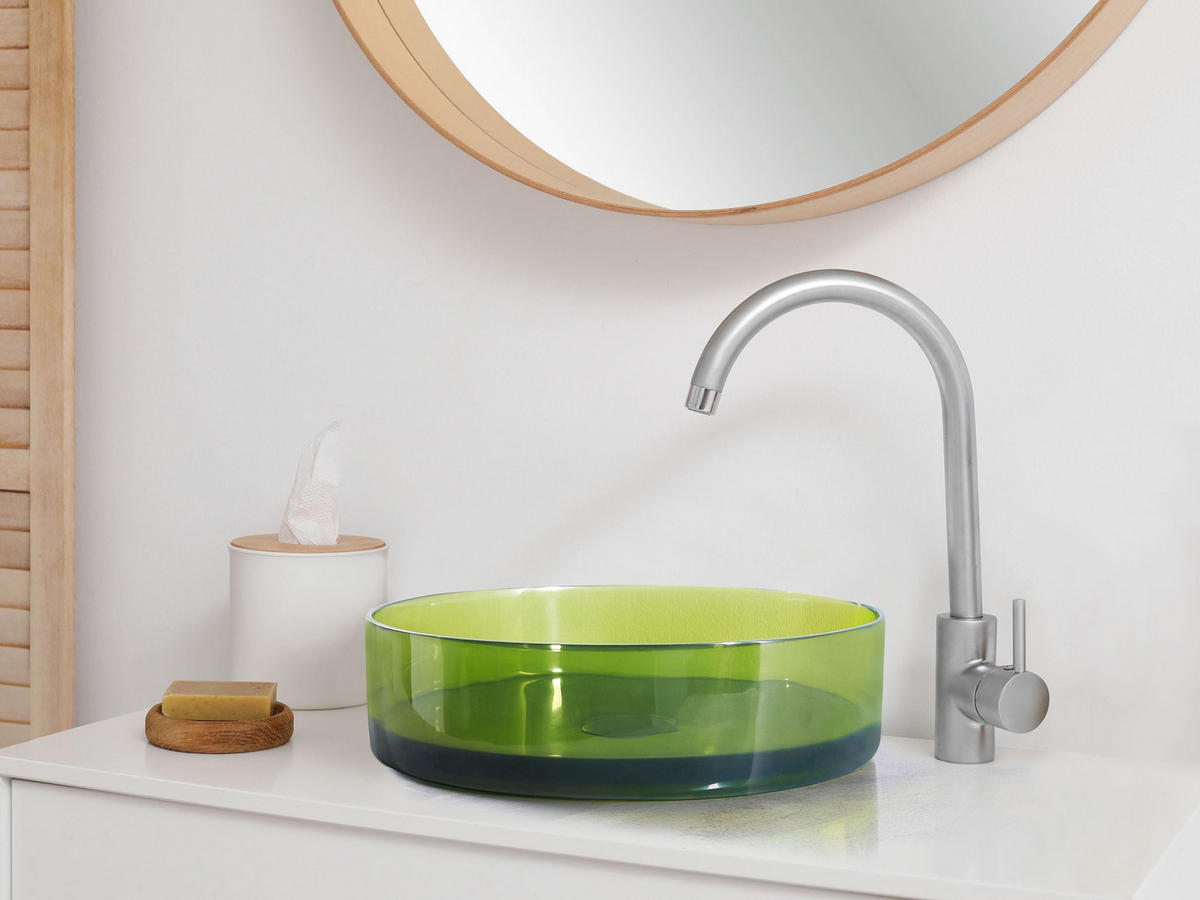 AUFSATZWASCHBECKEN Grün 36 cm Mineralwerkstoff Tolosa - Grün, Keramik (36/10/36cm) - Beliani