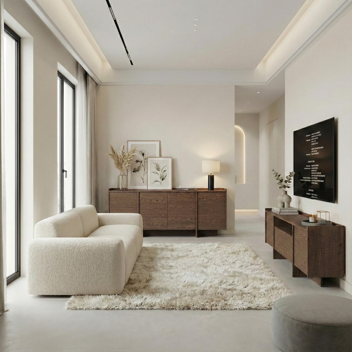 KOMMODE Juni + Lowboard im Japandi Stil, 200 cm, Baltic Storm eiche - Dunkelbraun, Holzwerkstoff (200/90/38cm) - Beautysofa