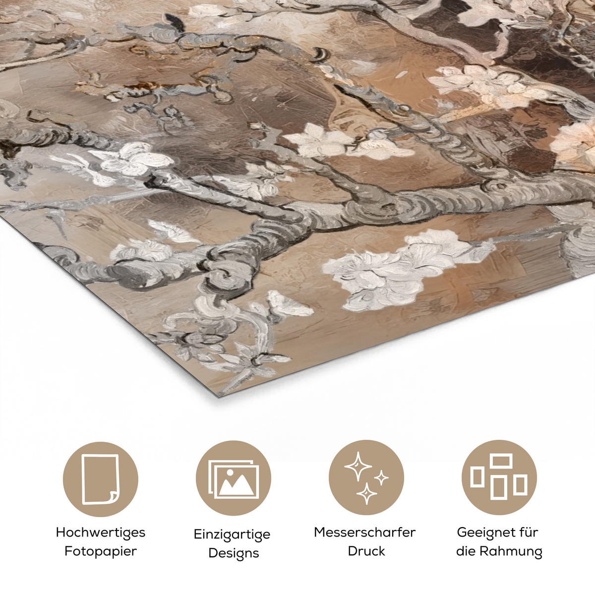 PLAKÁT Mandlový květ - Umění - Van Gogh - Béžová - Abstraktní 30x40 cm - hnědá, papír (30/40/0.1cm) - MuchoWow