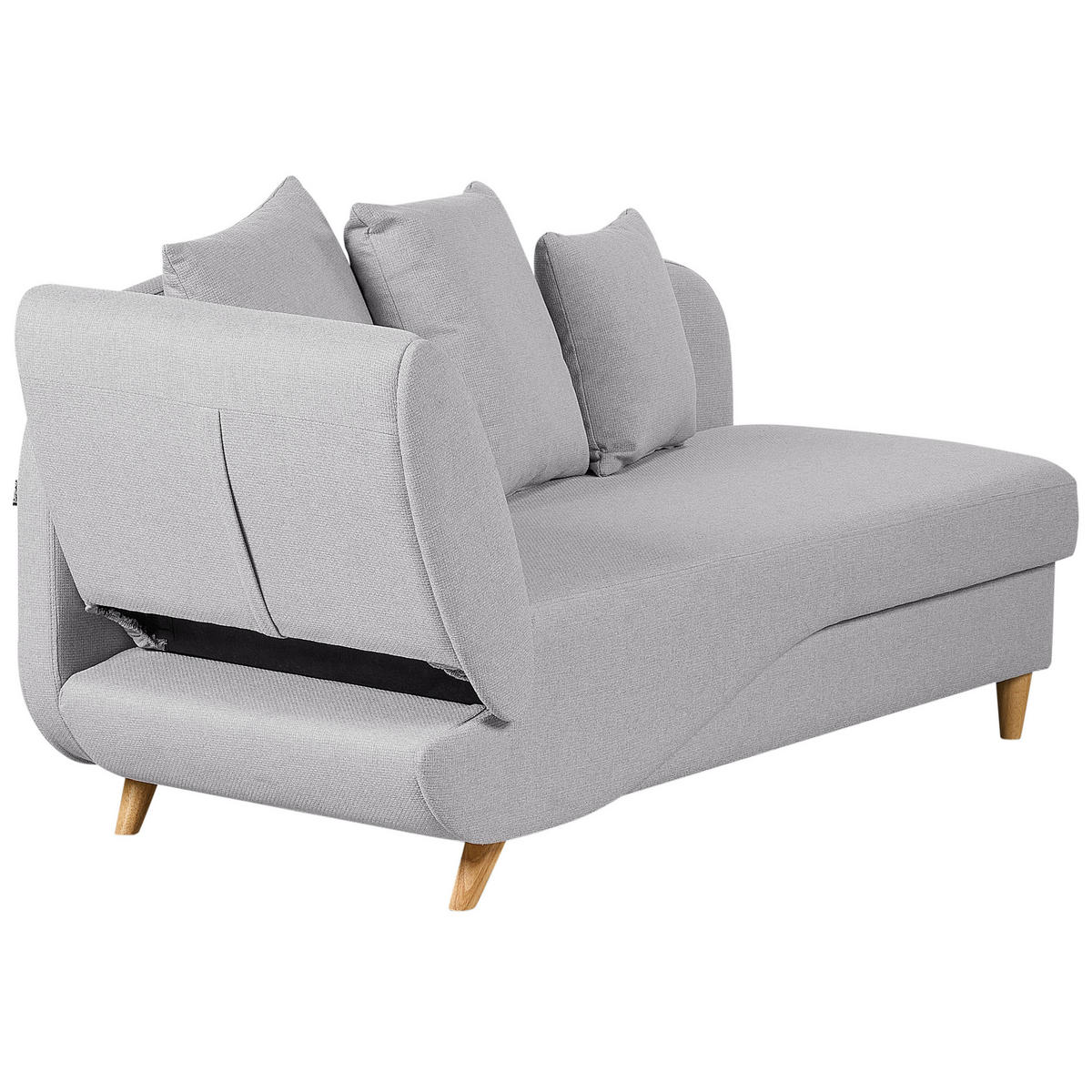 CHAISELONGUE Leinenoptik hellgrau mit Bettkasten linksseitig Meri - Hellbraun/Grau, Textil (175/73/69cm) - Beliani