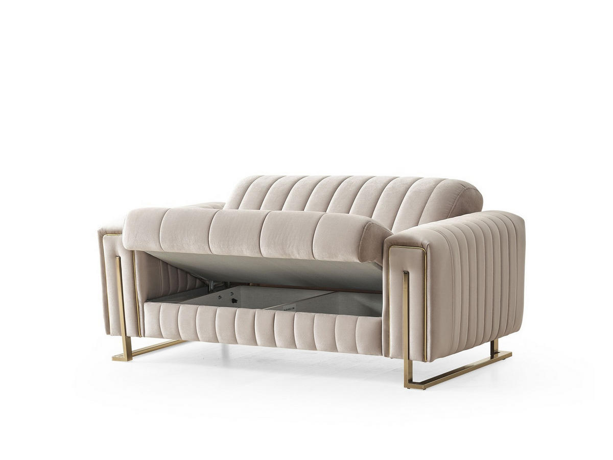 SITZGARNITUR Kochi, Beige Stellvariante 2+2 - Beige, Holzwerkstoff/Metall (178/85/95cm)