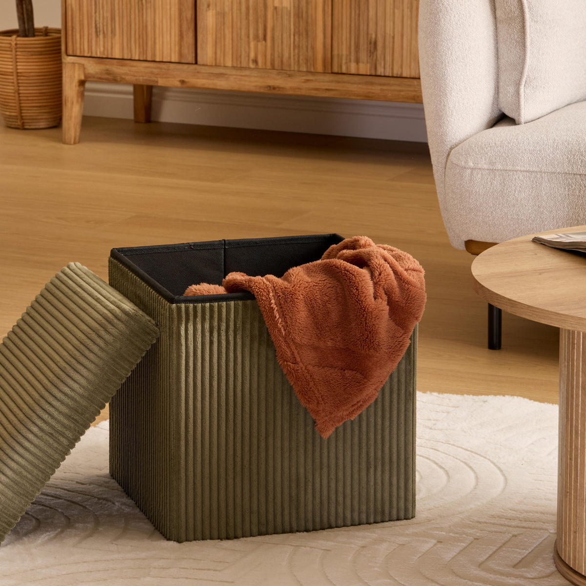 POUF aus Cord Arum 38/38/38 cm - Grün, Kunststoff (38/38/38cm) - Atmosphera Createur d´interieur