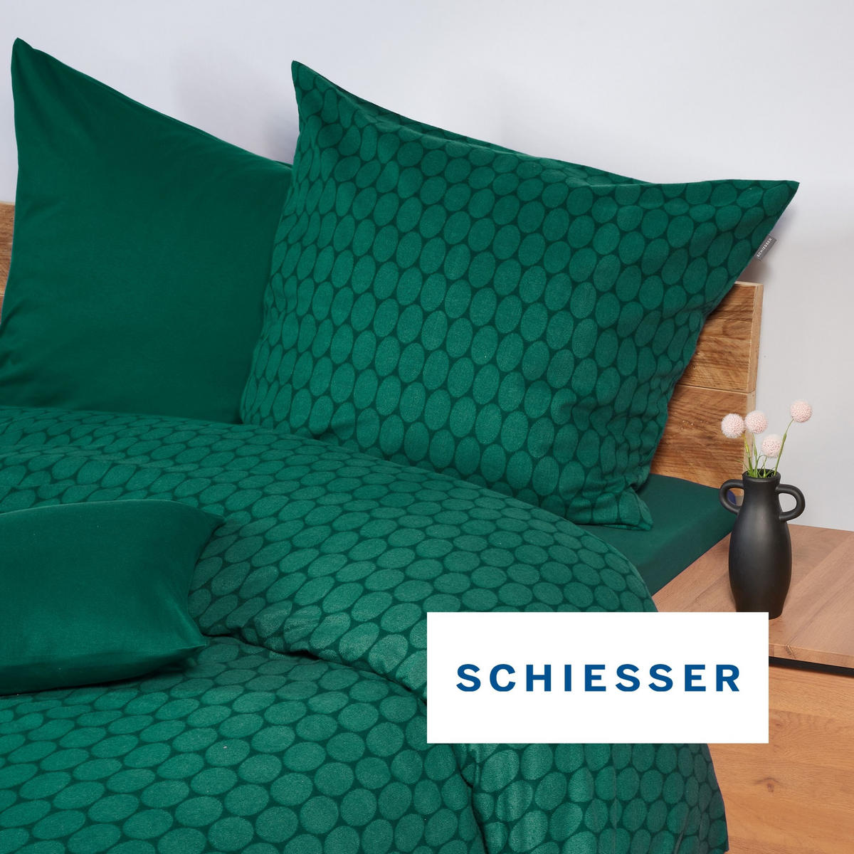 BETTWÄSCHESET Drops - Feinbiber - 2-teilig - 135x200 cm - Smaragd - Smaragdgrün, Textil (135/200cm) - SCHIESSER