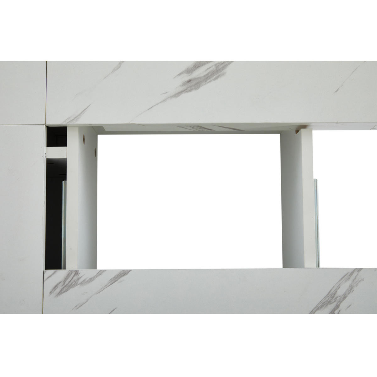 COUCHTISCH aus Spanplatte 90x90x25 cm Weiß mit 4 Schubladen und verschiebbarer Tischplatte - Weiß, Holzwerkstoff (90/90/25cm) - IVMEU