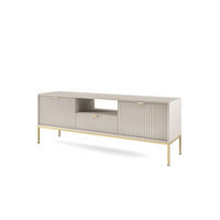 TV-SCHRANK Nova Kaschmir, Golden Beine, zweitüriger TV-Tisch - Kaschmir/Goldfarben, Holzwerkstoff/Metall (154/56/39cm) - Bettso