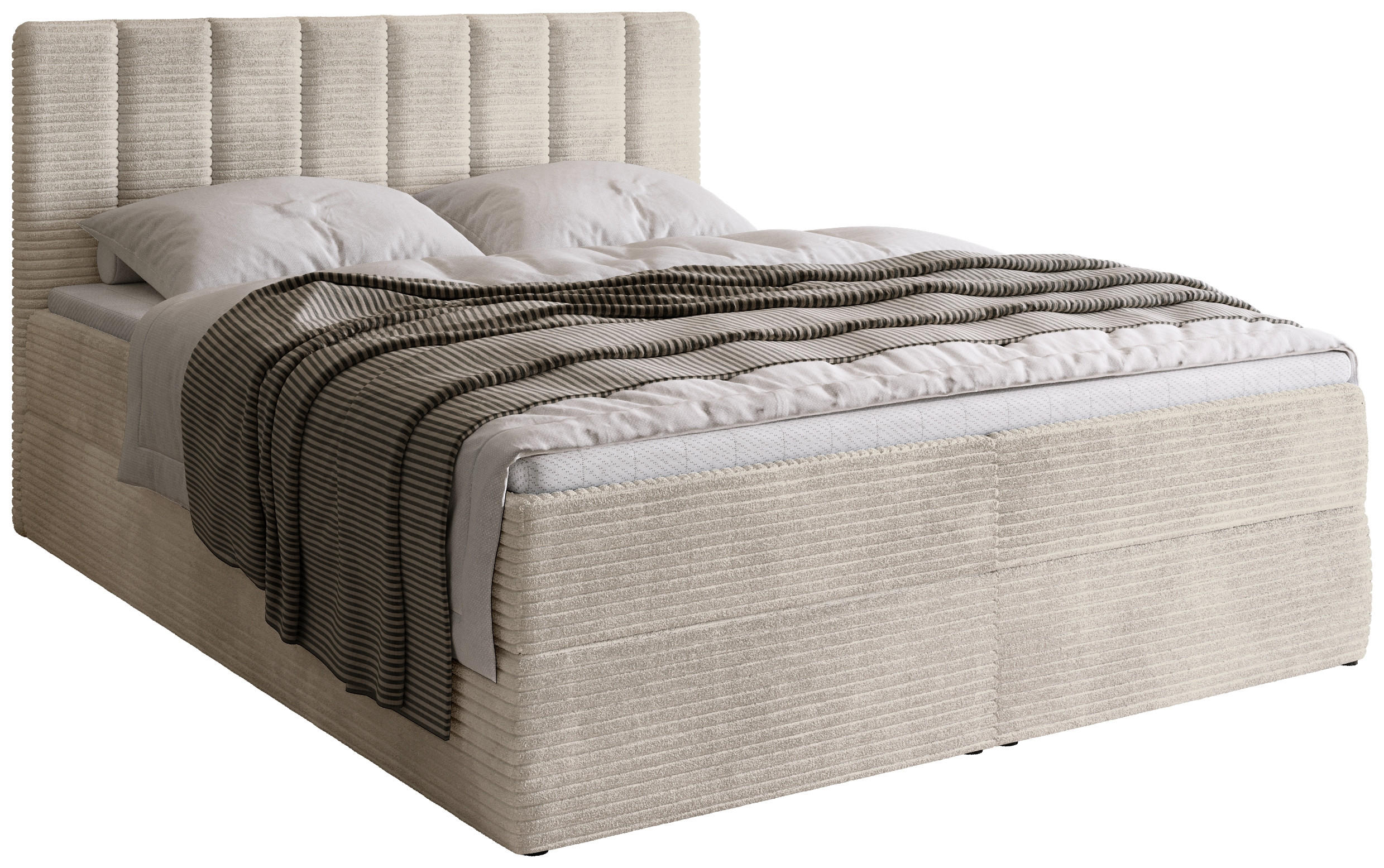 BOXBETT DENVER mit Topper 140x200 Vanille - Creme, Textil (140/200cm) - Bromarkt