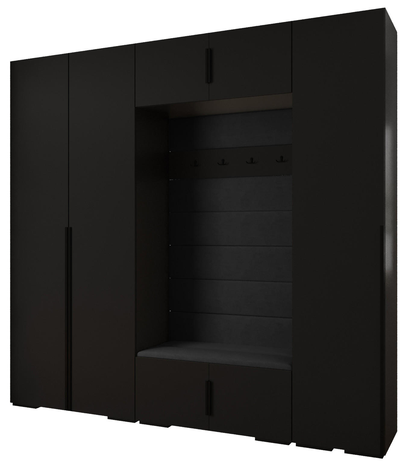 Abiks Möbel Garderoben-Set Schwarz, Schwarz, Schwarz 250x236.7x47 cm