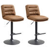 BARHOCKER 2er Set Lederlook hellbraun - Hellbraun/Schwarz, Textil/Metall (42/94/56cm) - CLP