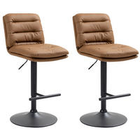 BARHOCKER 2er Set Lederlook hellbraun - Hellbraun/Schwarz, Textil/Metall (42/94/56cm) - CLP