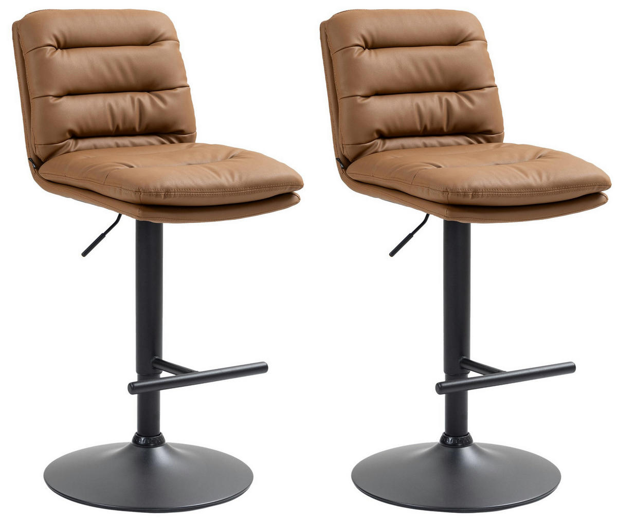 BARHOCKER 2er Set Lederlook hellbraun - Hellbraun/Schwarz, Textil/Metall (42/94/56cm) - CLP