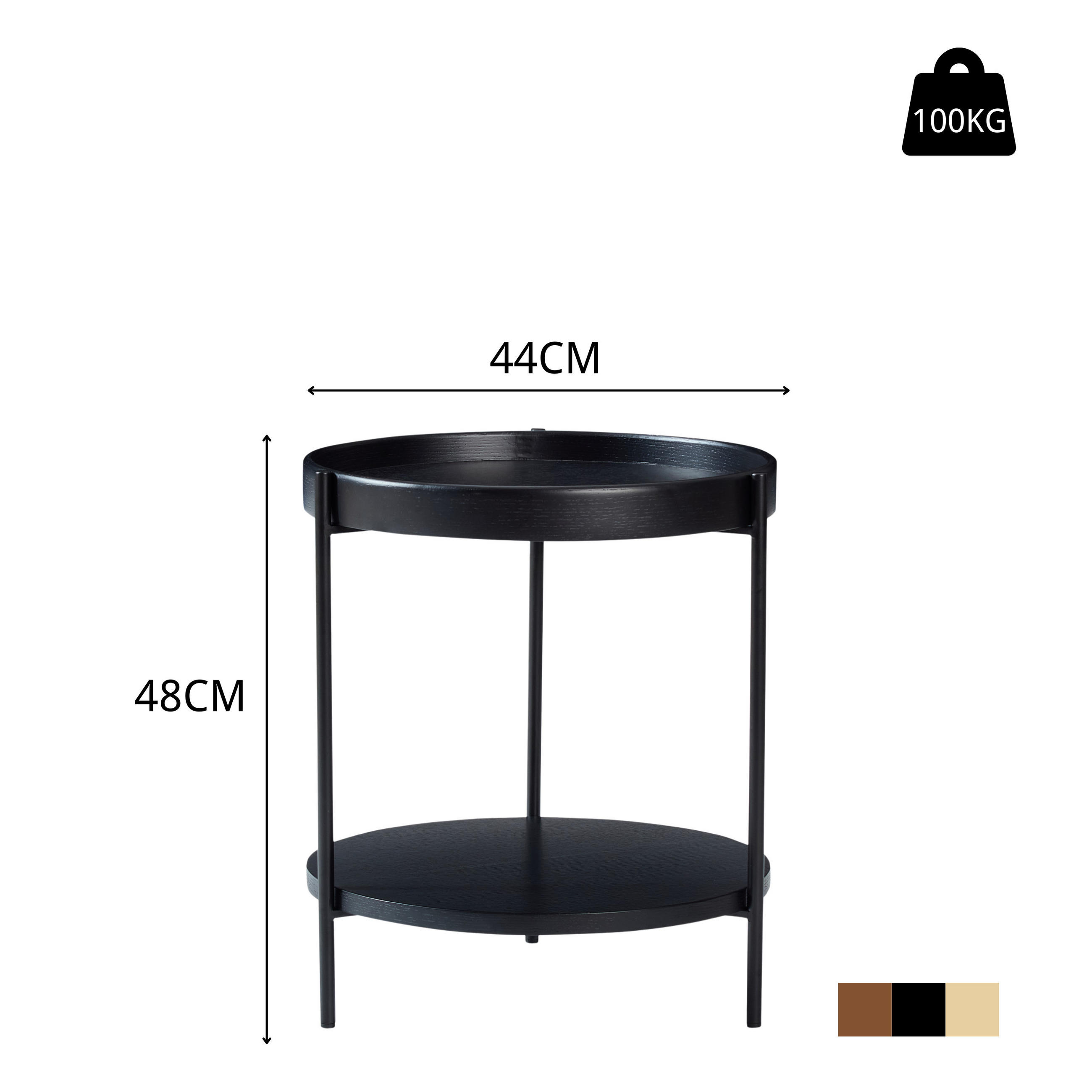 ComfortXL Couchtisch Schwarz 44x48x44 cm
