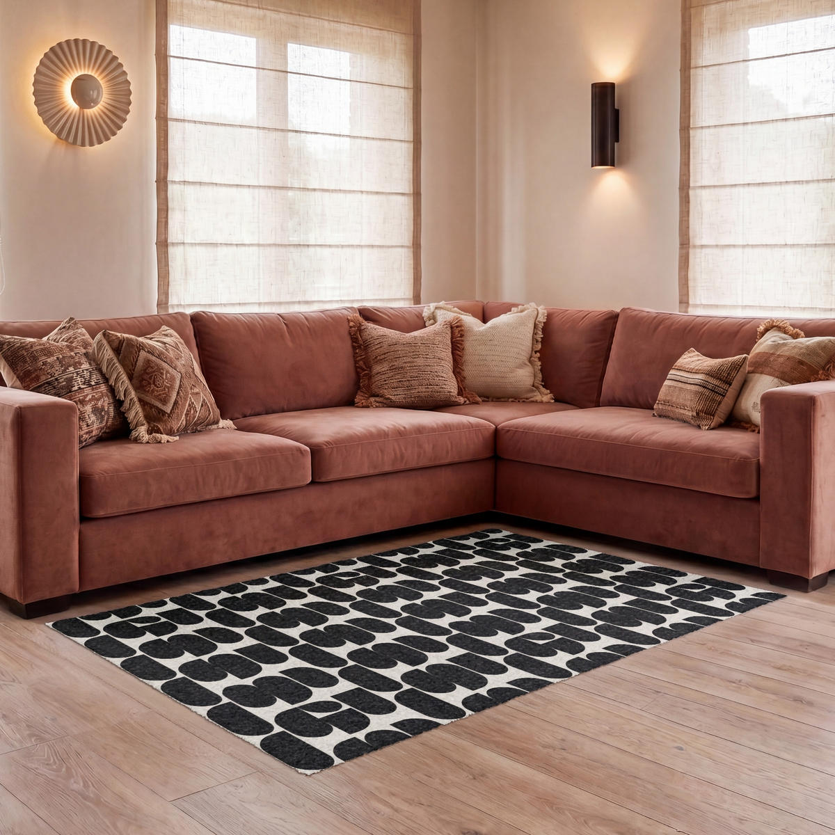KOBERCE - Moderné - vzorované - čierne - 150x90 cm - čierna, textil/plast (150/0.4cm) - OnlyWow