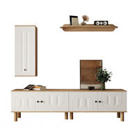 WOHNWAND 3-tlg. mit TV-Lowboard, Highboard und Wandboard Weiß/Naturholz - Weiß, Holzwerkstoff (40/50/170cm) - Beauniv