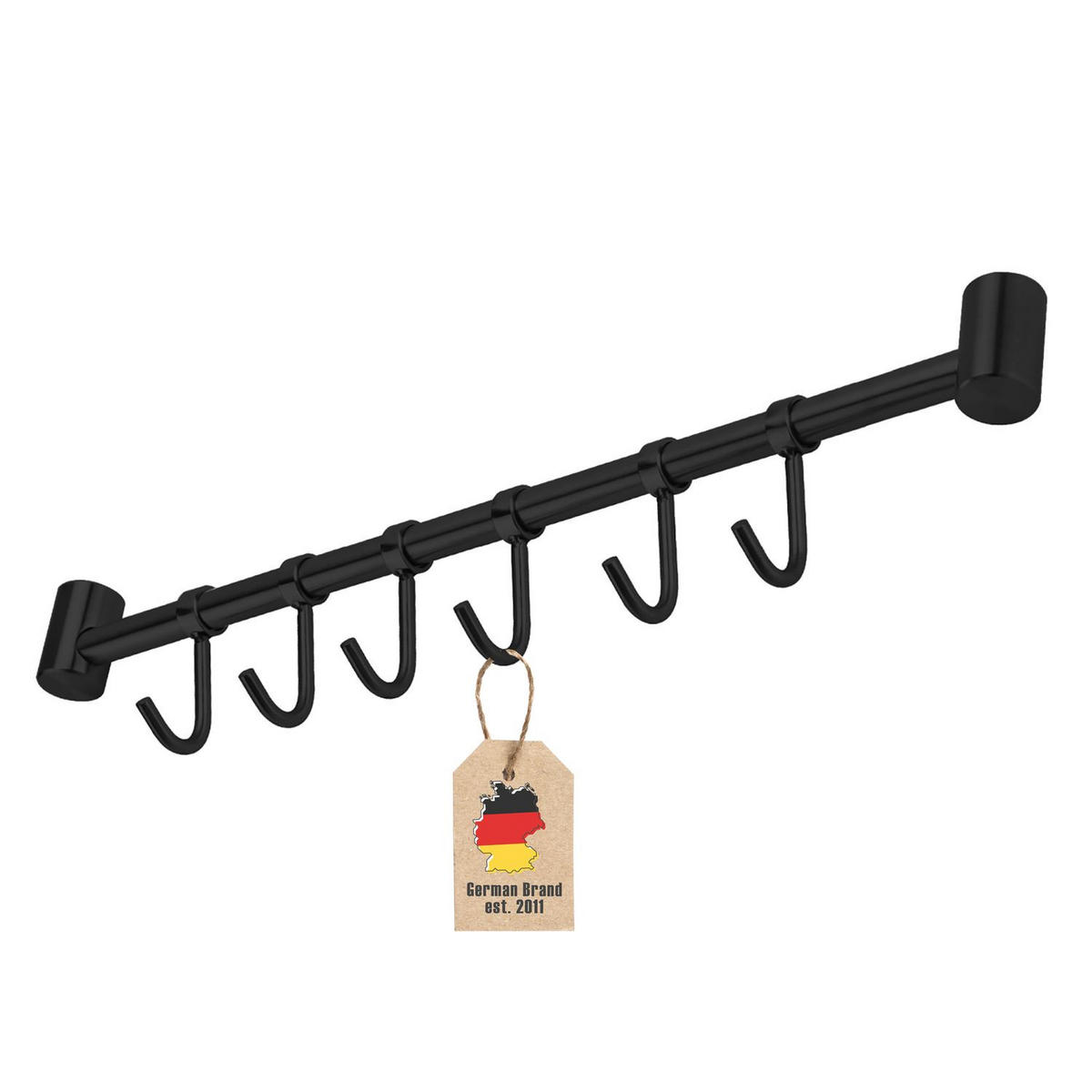 KÜCHEN HAKENLEISTE mit 7 Haken - Schwarz, Metall (3.4/2.2/35.8cm) - Intirilife