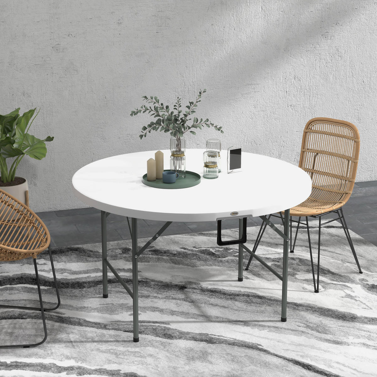 GARTENTISCH DE-14090 klappbar Ø122 cm für 6 Personen - Weiß, Kunststoff (122/122/73cm) - ComfortXL
