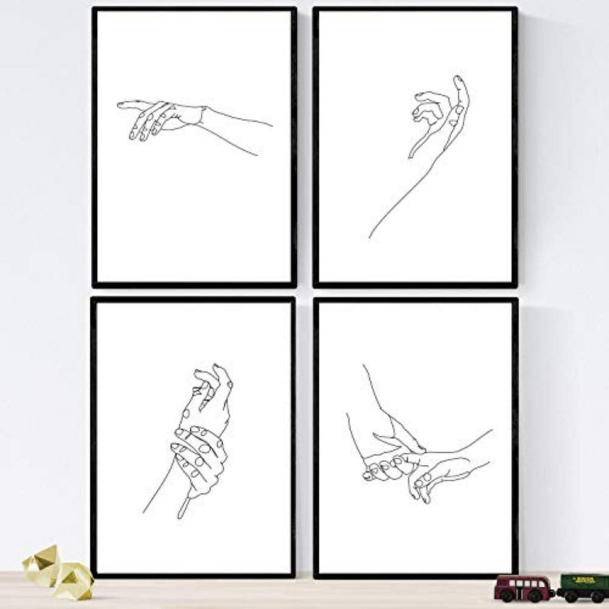 POSTER Set mit 4 Hände 2 A4 Rahmenlos - Klar, Papier (29.7/3cm) - Nacnic