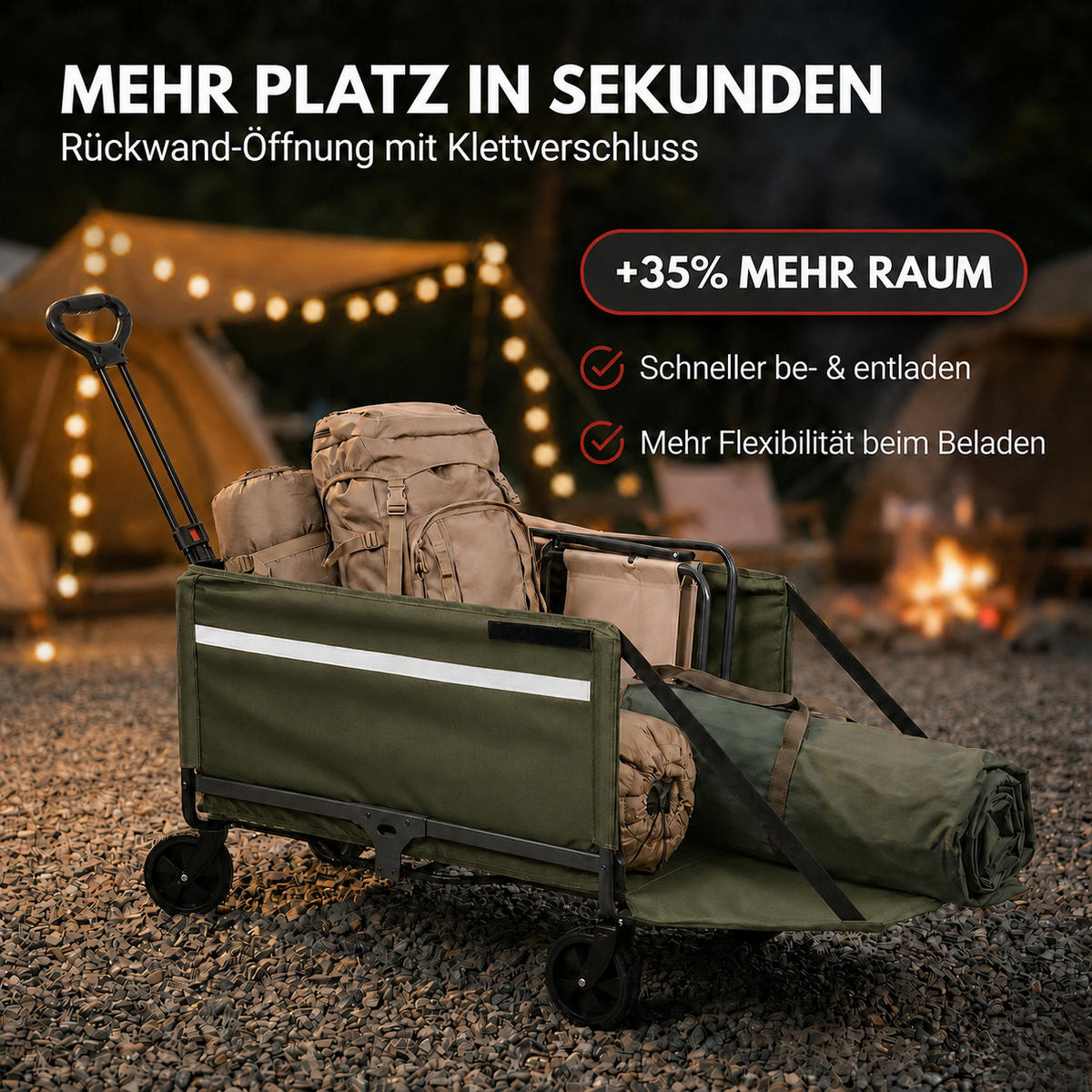 BOLLERWAGEN faltbar 120L, Grün - Grün, Metall (47/51/70cm) - Albatros
