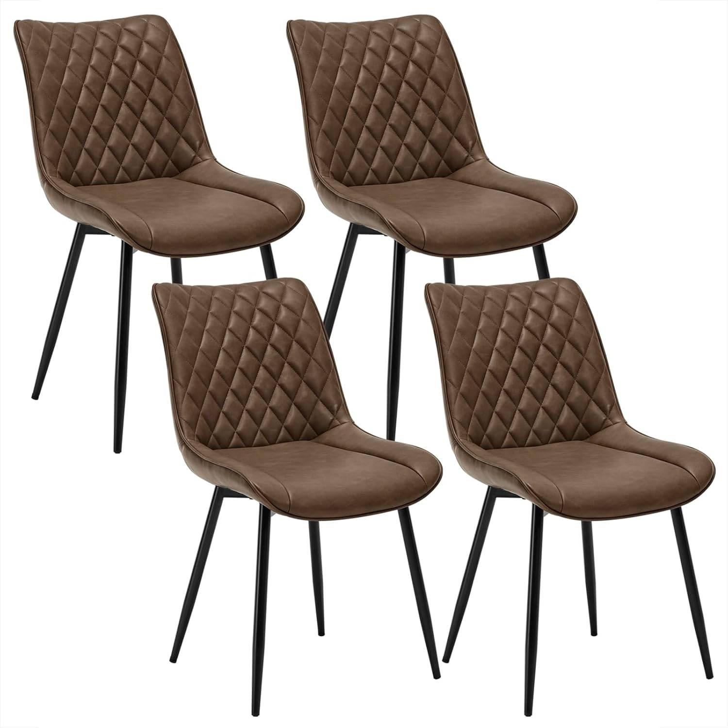 ESSZIMMERSTUHL 4er Set, Polsterstühle mit Rückenlehne - Schwarz/Braun, Metall (46.5/84/42.5cm) - Woltu