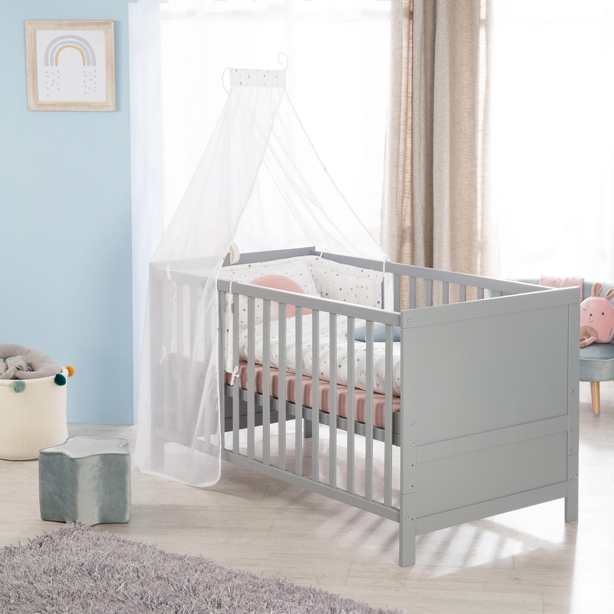 BABYBETT mit Umbauecken 70 x 140 cm - Taupe, Holzwerkstoff (70/140cm) - Roba